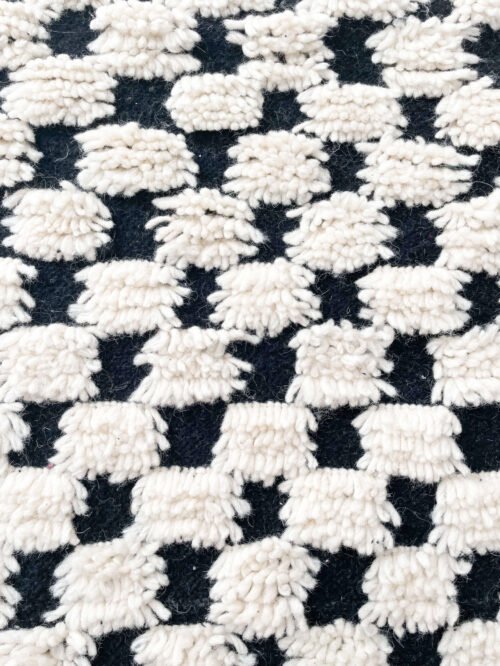 Tapis Berbère Noir et Blanc en Laine | Plusieurs Tailles | Fait Main