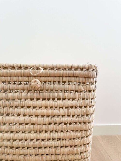Panier à Linge Carré en Osier avec Couvercle | 41x40x34 cm