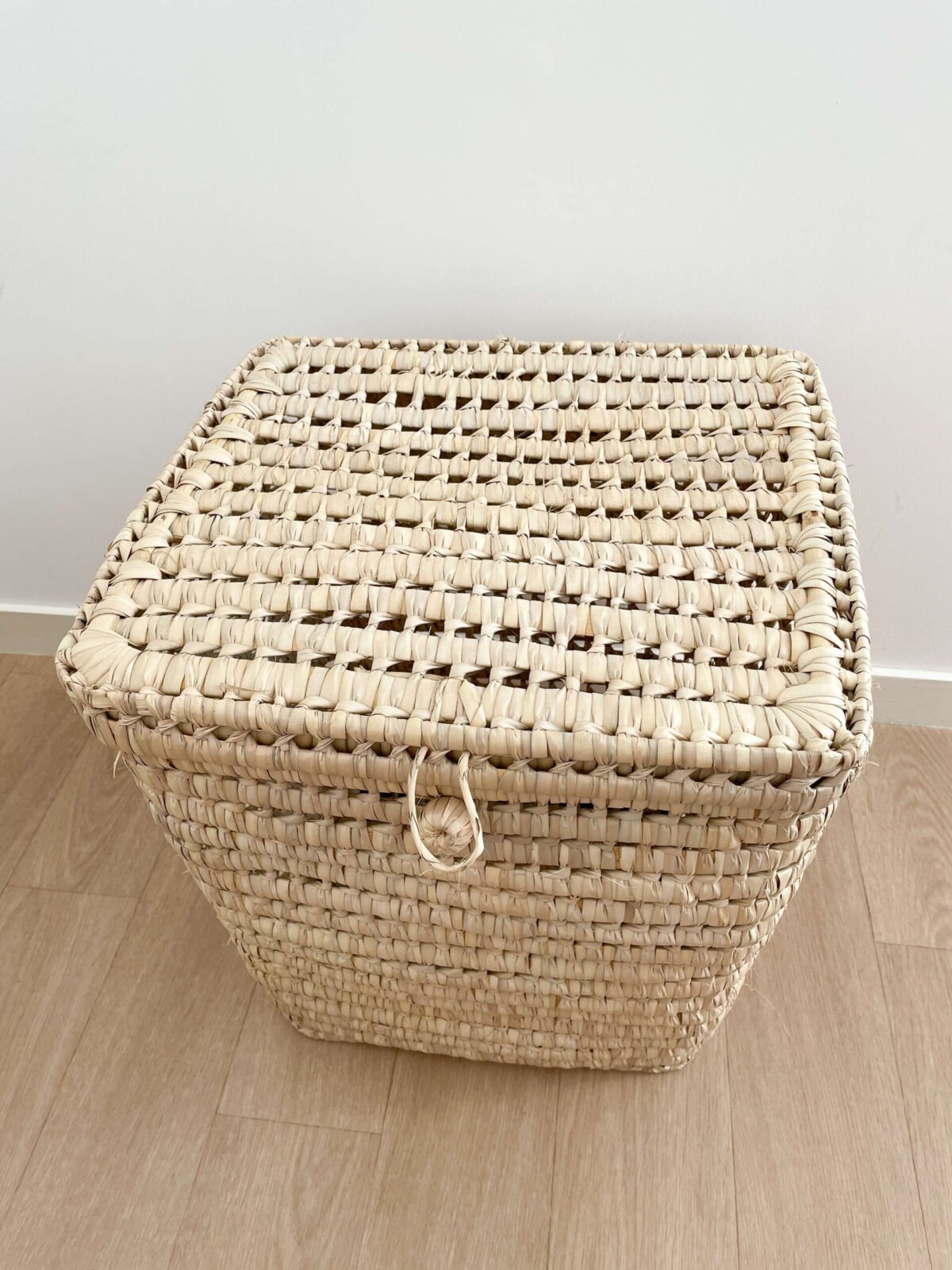 Panier à Linge Carré en Osier avec Couvercle | 41x40x34 cm