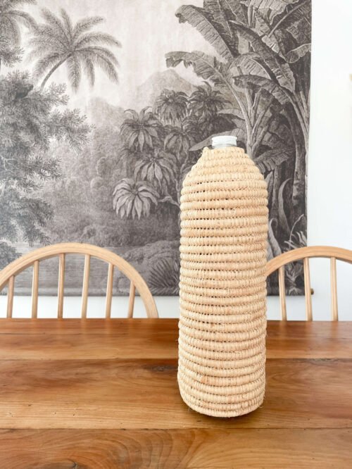 Cache Bouteille en Raphia | Naturel ou Noir | 1,5L