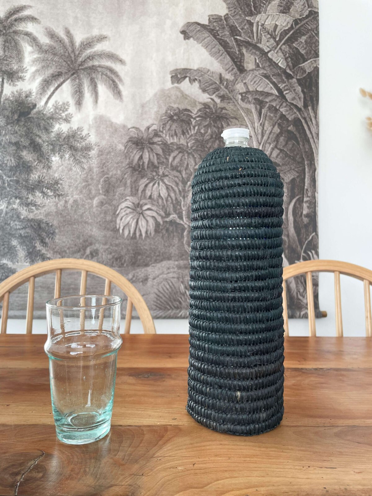 Cache Bouteille en Raphia | Naturel ou Noir | 1,5L