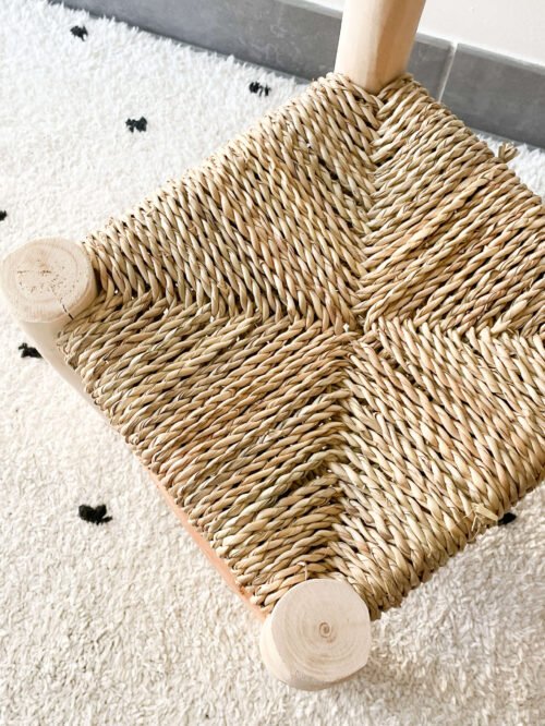 Chaise Enfant Bois et Paille Tressée | Style Beldi