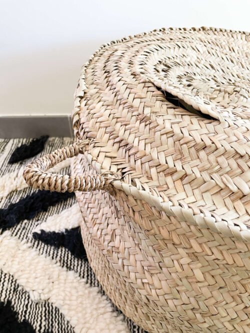 Pouf Rond en Osier Naturel Marocain | 50x30 cm