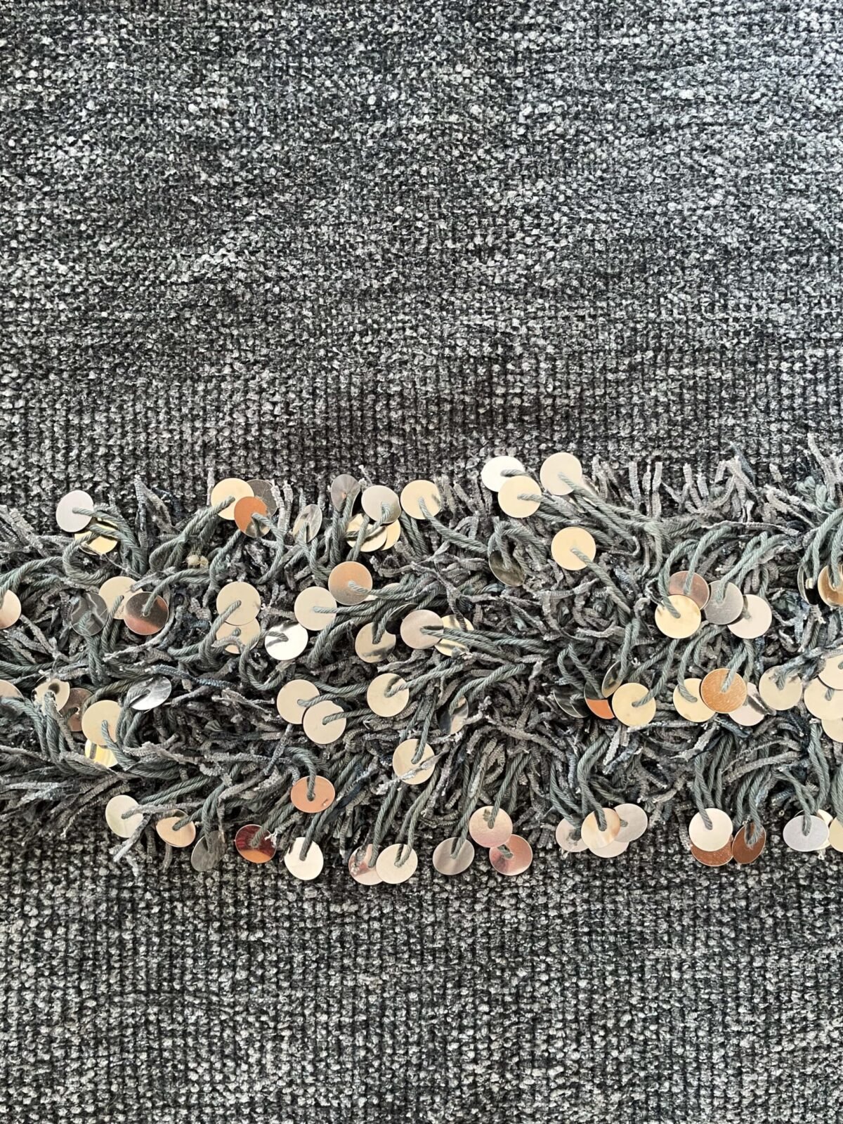Douce Couverture Berbère Grise Sequins | Laine | 218x125 cm