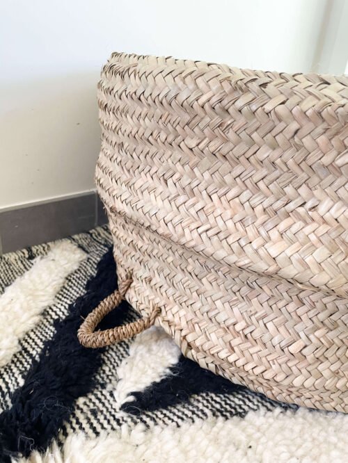 Pouf Rond en Osier Naturel Marocain | 50x30 cm