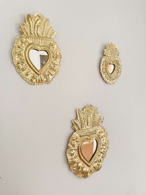 Miroir Façon Ex Voto Corazon en Laiton | Plusieurs Tailles