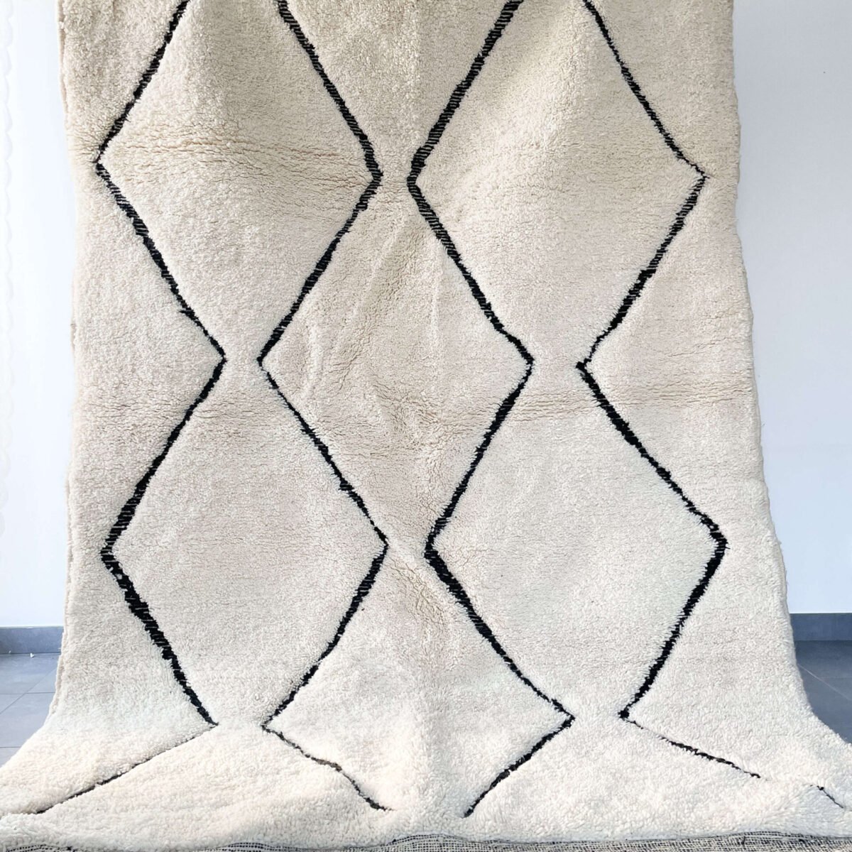 Grand Tapis Berbère blanc en Laine Fait Main