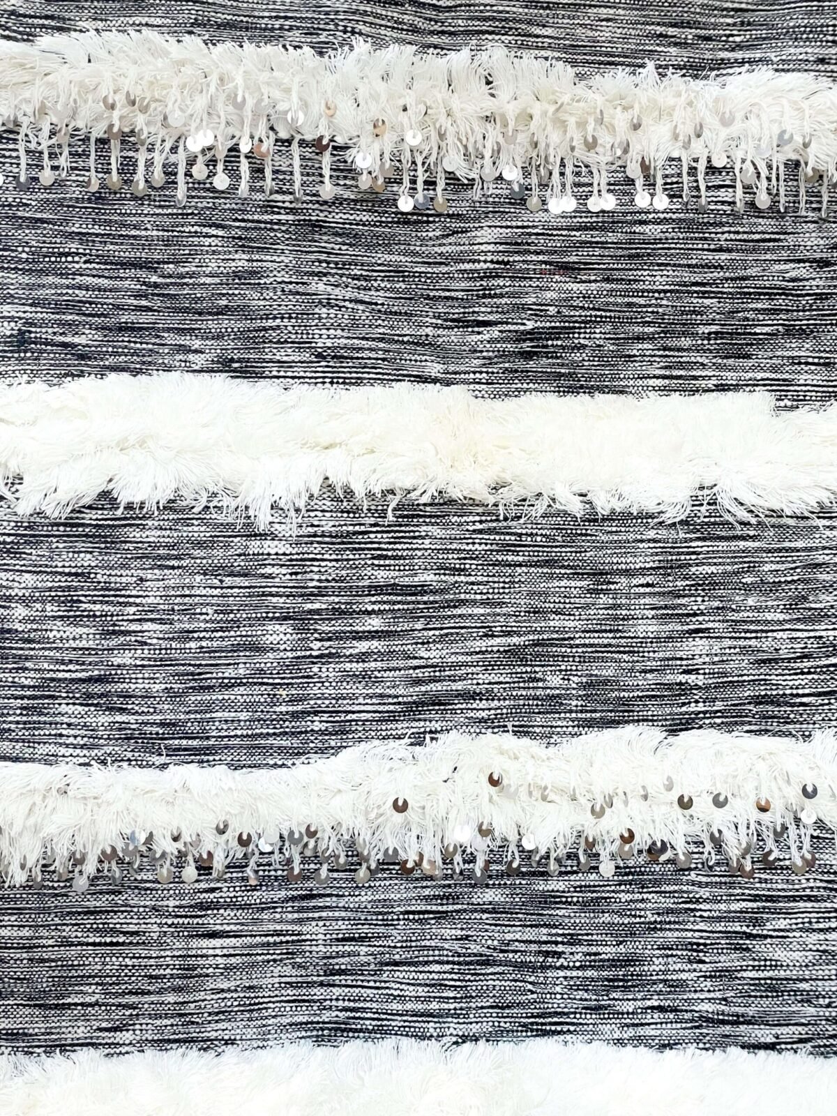 Charmante Couverture Berbère Grise | Laine & Sequins | 145x89 cm