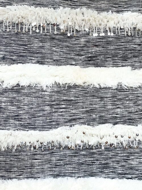Charmante Couverture Berbère Grise | Laine & Sequins | 145x89 cm