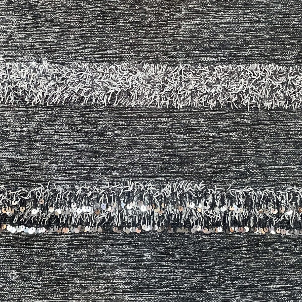 Élégante Couverture Berbère Grise | Laine & Sequins | 162x104 cm