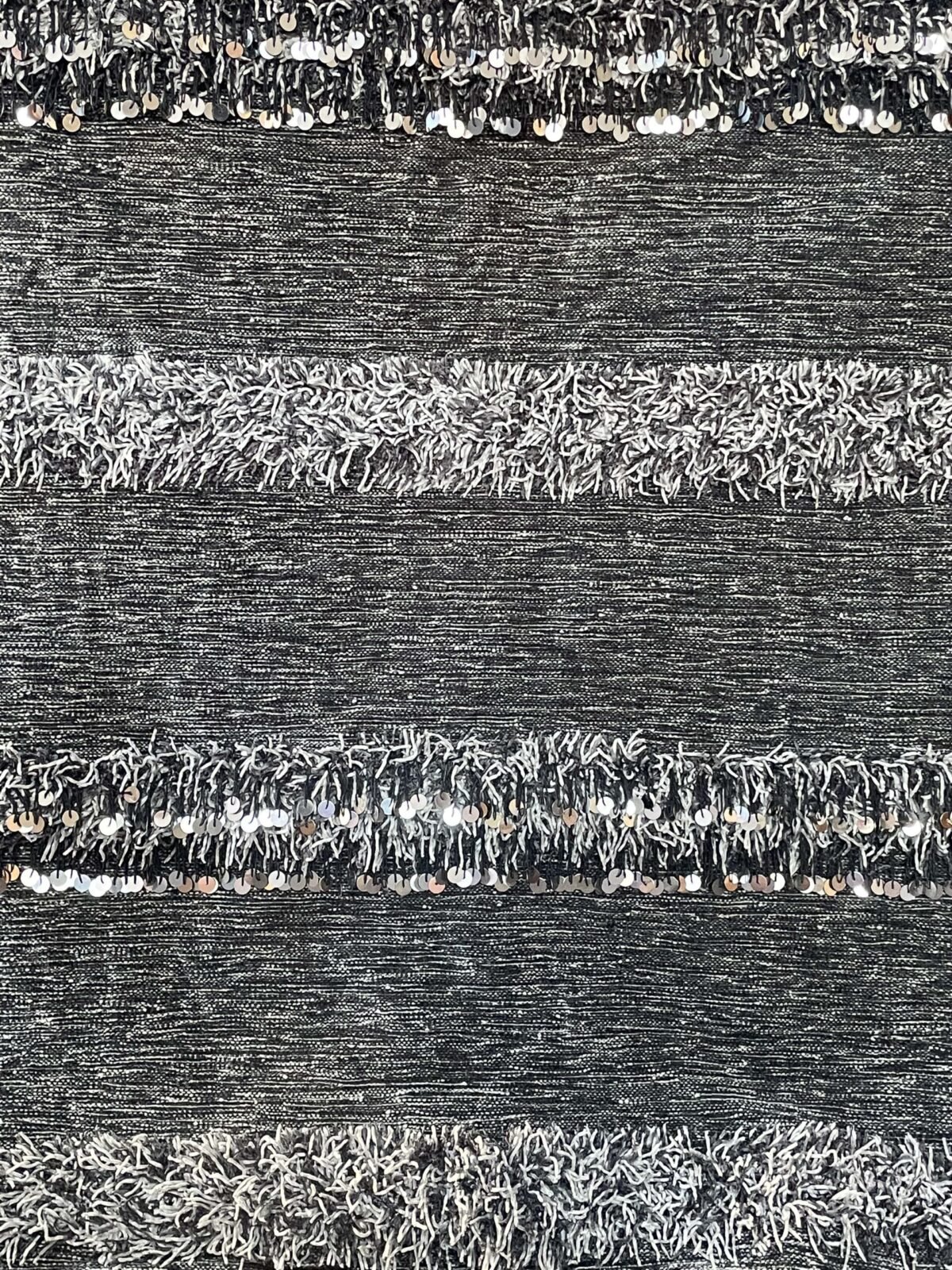 Élégante Couverture Berbère Grise | Laine & Sequins | 162x104 cm