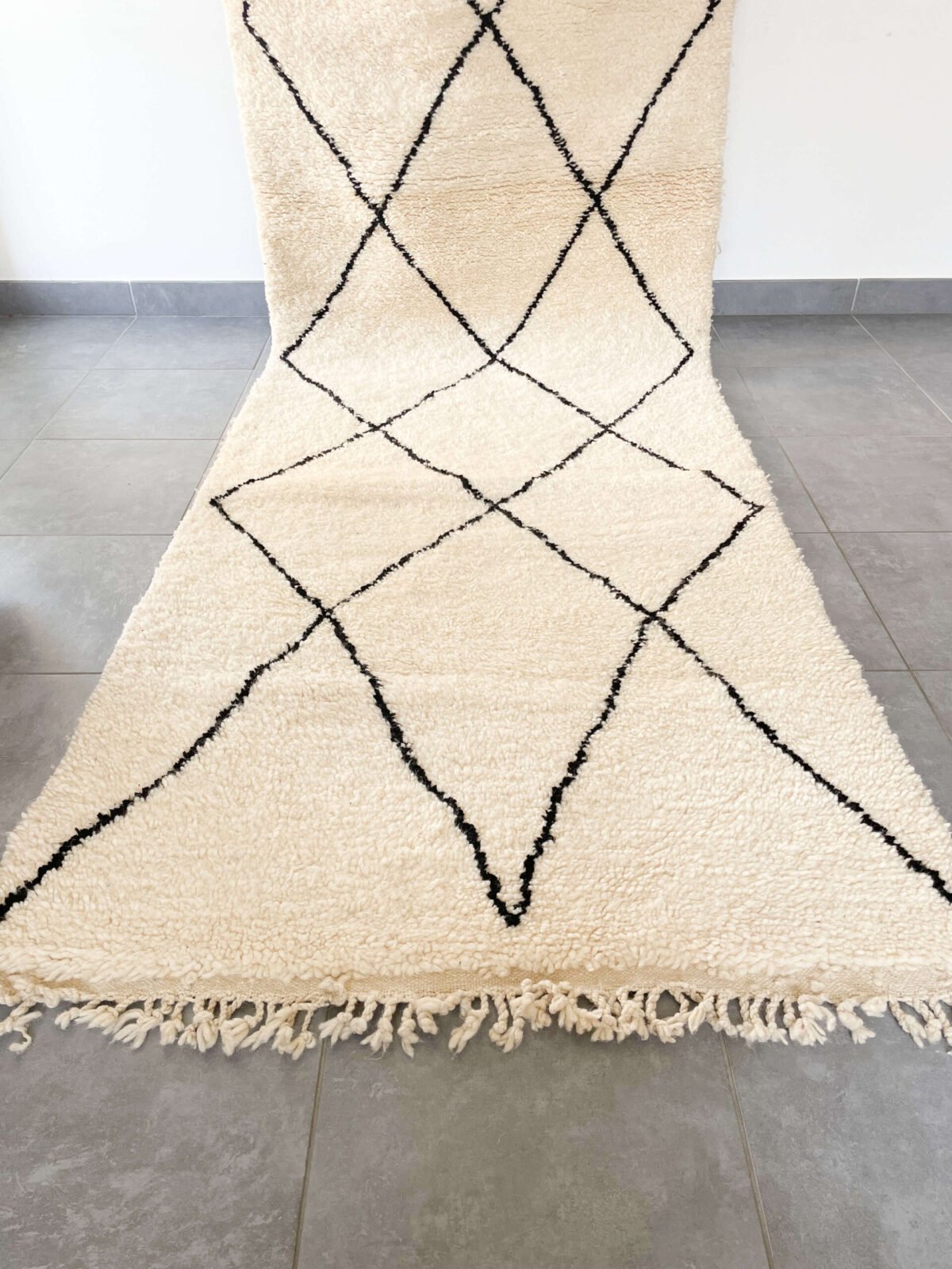 Élégant Tapis Couloir Laine | Style Berbère | 350x93 cm