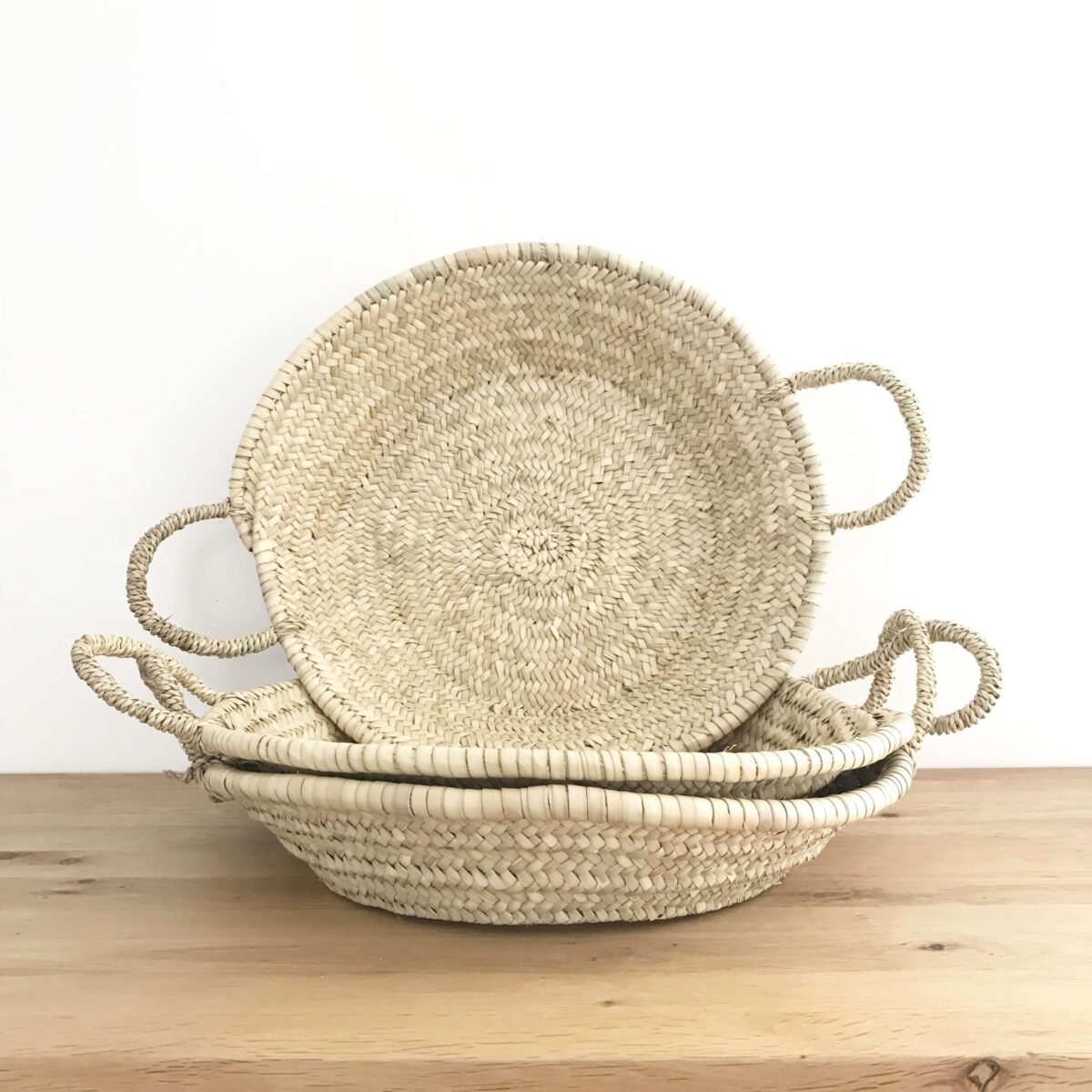 Corbeille Plate en Osier | Artisanat Marocain | Diamètre 42cm