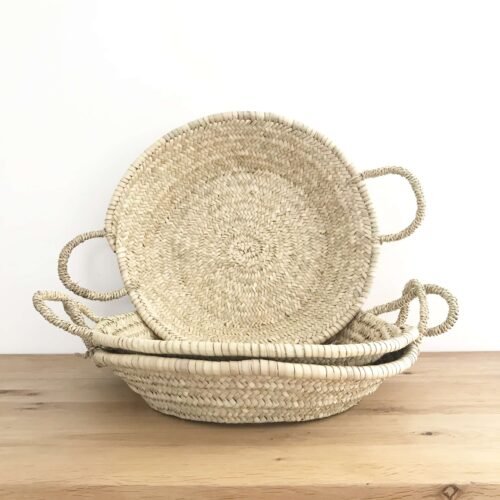Corbeille Plate en Osier | Artisanat Marocain | Diamètre 42cm