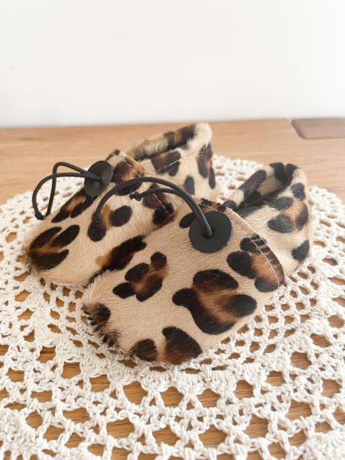 Chaussons Léopard Enfant "Graou" en Cuir Doux | Pointures 22-24