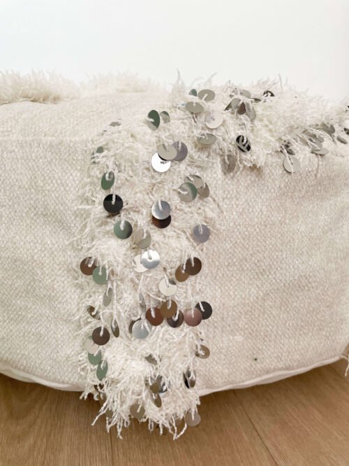 Pouf Couverture de Mariage Berbère Blanc | Handira Unique