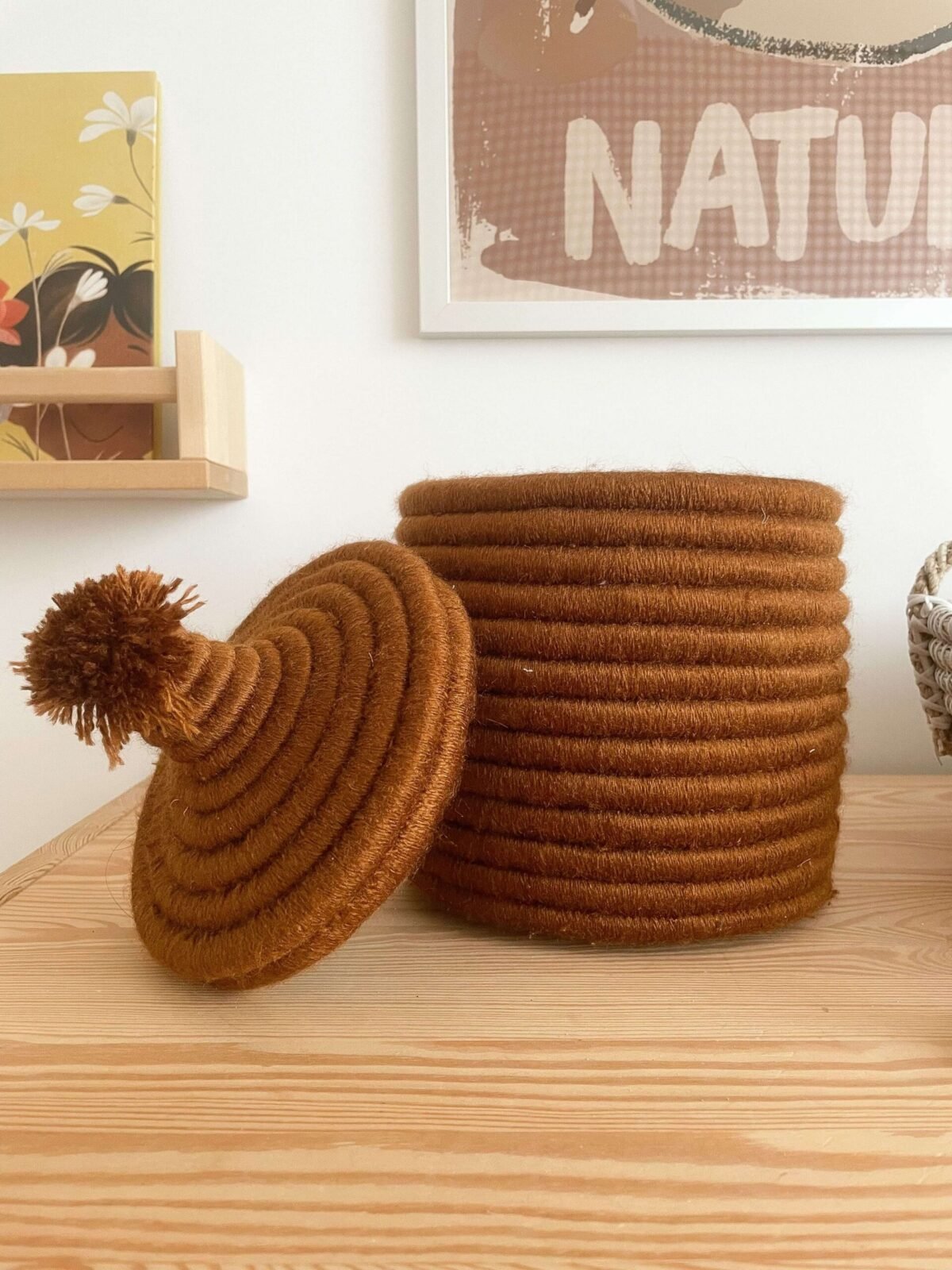 Corbeille Berbère Marron Artisanale | Rangement Bohème