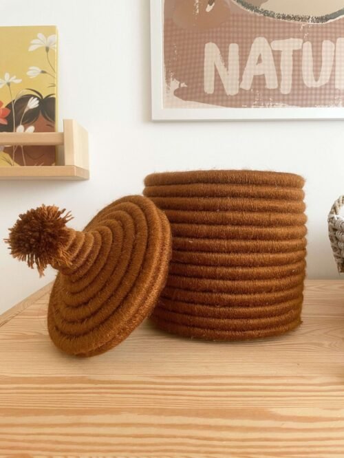 Corbeille Berbère Marron Artisanale | Rangement Bohème