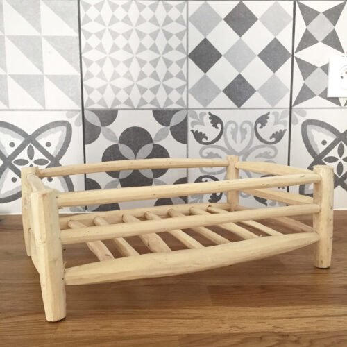 Lit en Bois Naturel pour Poupon | Artisanat Marocain