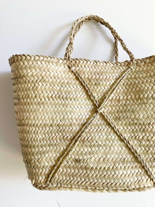 Panier en Osier Ouzna avec Cordelette Croisée | 42x32x10 cm