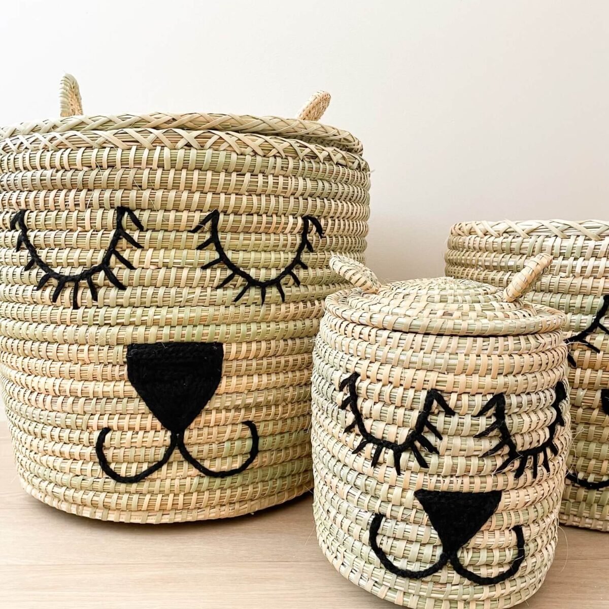 Corbeille Berbère Osier Animaux | 3 Tailles | Déco Chambre Enfant