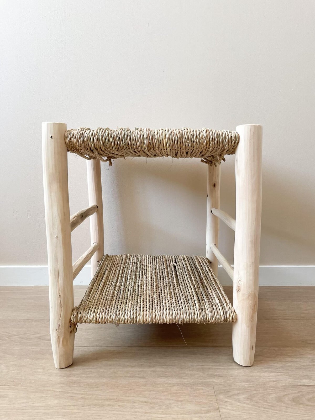 Table Chevet Beldi Osier & Bois | Style Marocain | 40x40x47cm