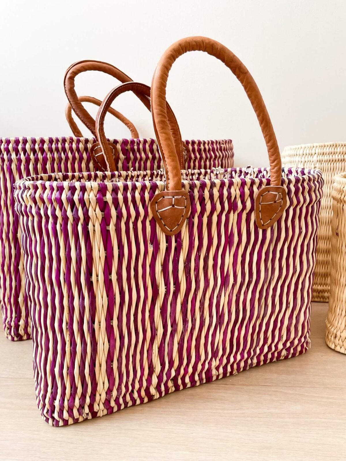 Panier Osier Maya | 2 Tailles & 2 Couleurs | Anses Cuir