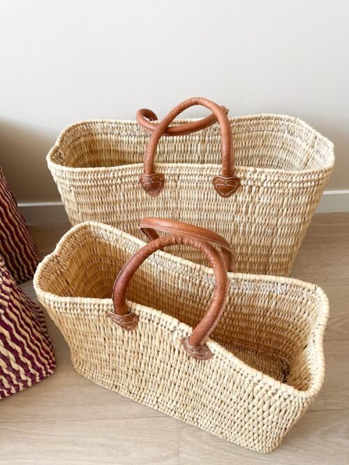Panier Osier Maya | 2 Tailles & 2 Couleurs | Anses Cuir