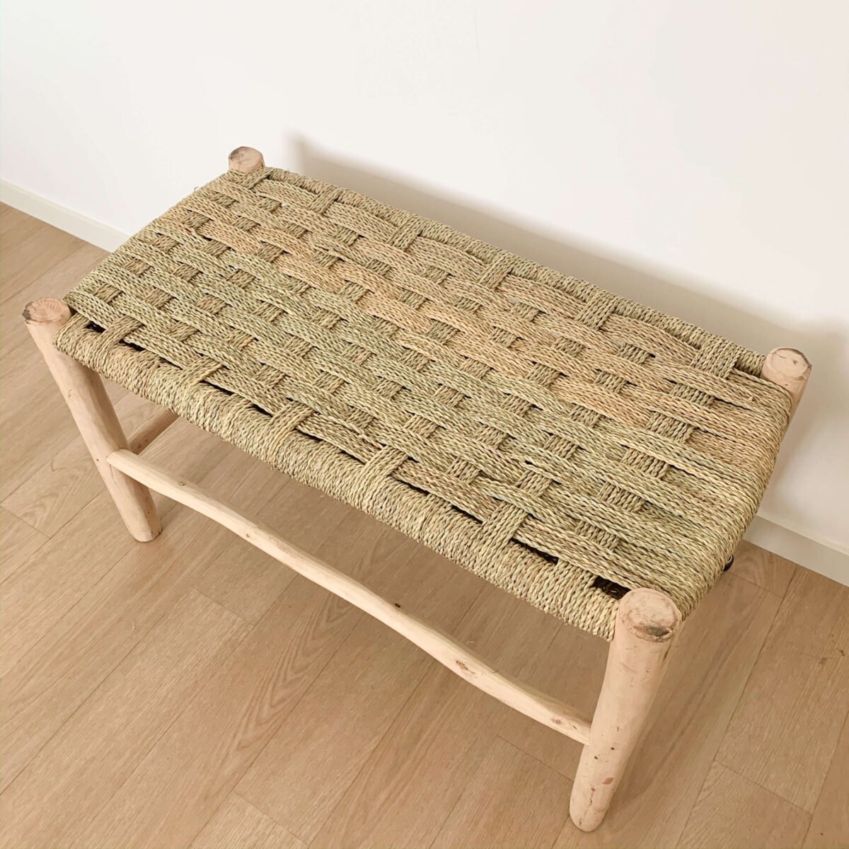 Banc Beldi en Bois et Osier | 2 Tailles | Artisanat Marocain