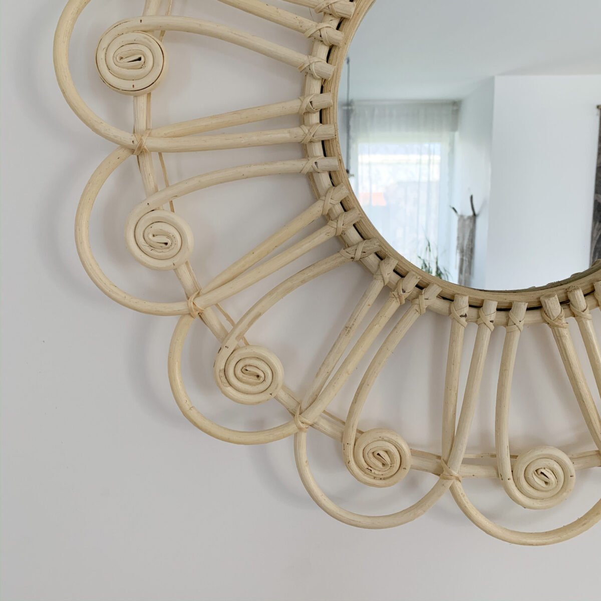 Miroir Paon en Rotin | Diamètre 60 cm