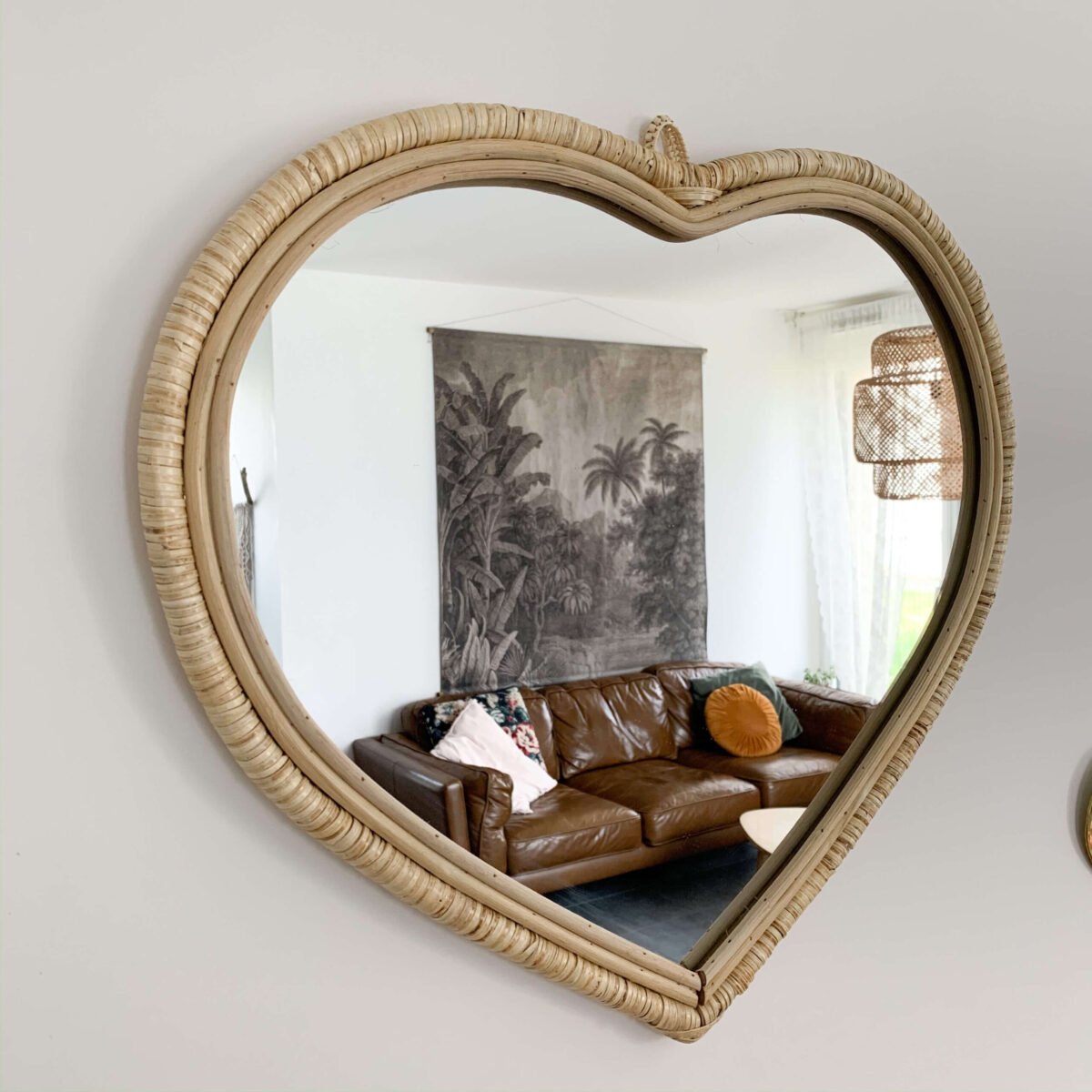 Miroir Coeur en Rotin | 60x40 cm