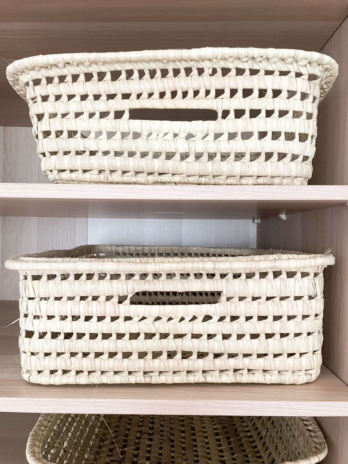 Panier de Rangement Plat en Palmier Tressé | 40x37x13 cm