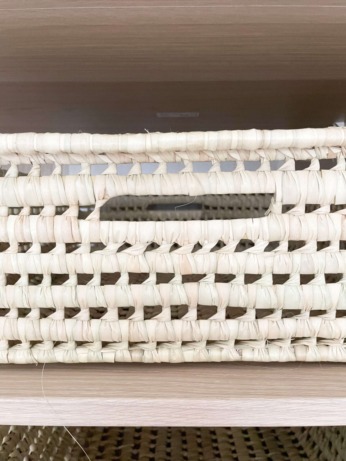 Panier de Rangement Plat en Palmier Tressé | 40x37x13 cm