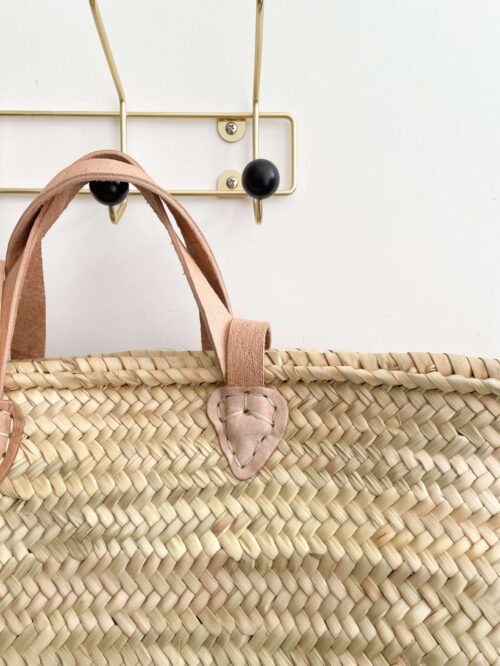 Panier de Plage en Osier avec Anses en Cuir | Artisanat Marocain