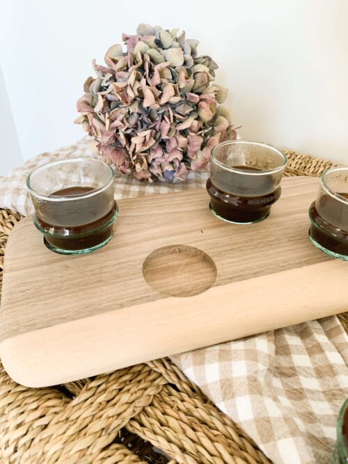 Plateau à Café en Noyer avec Empreintes | 40x16 cm