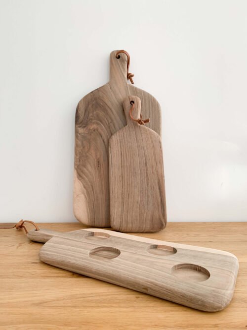 Plateau à Café en Noyer avec Empreintes | 40x16 cm