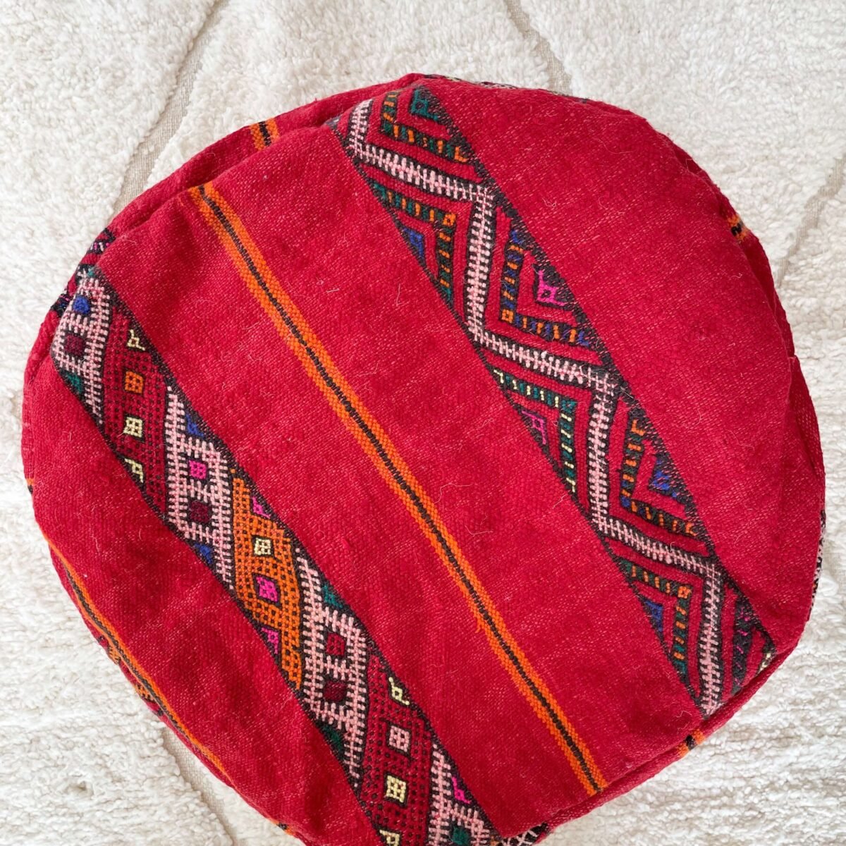 Pouf Berbère Rond Kilim en Laine