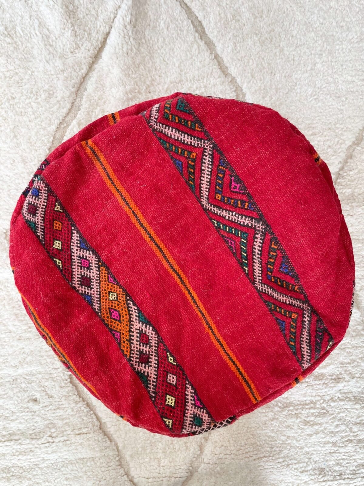 Pouf Berbère Rond Kilim en Laine | 58x35 cm