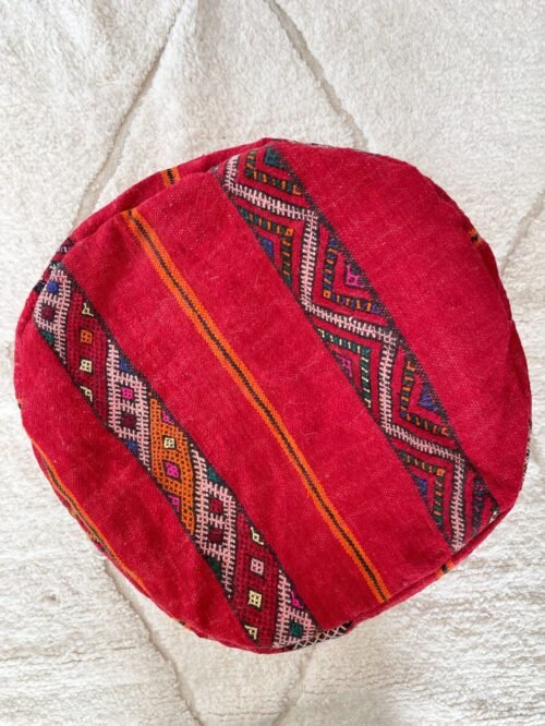 Pouf Berbère Rond Kilim en Laine | 58x35 cm