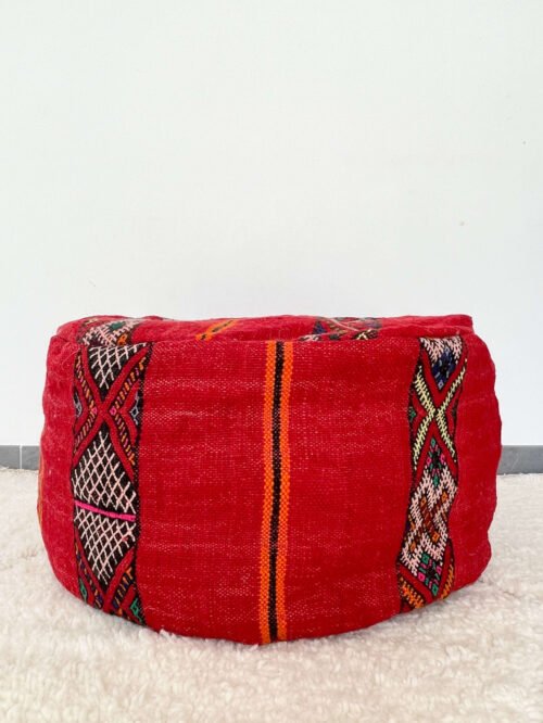 Pouf Berbère Rond Kilim en Laine | 58x35 cm