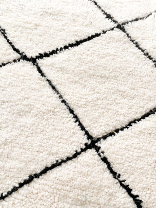 Tapis Berbère Noir et Blanc | 258x153 cm | Laine Naturelle