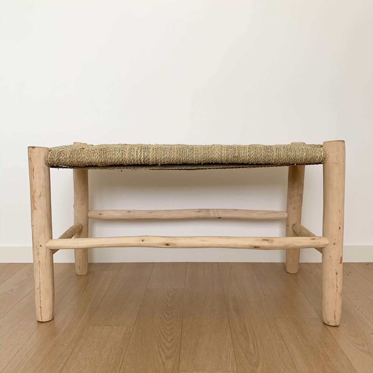 Banc Beldi en Bois et Osier | 2 Tailles | Artisanat Marocain