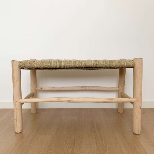 Banc Beldi en Bois et Osier | 2 Tailles | Artisanat Marocain