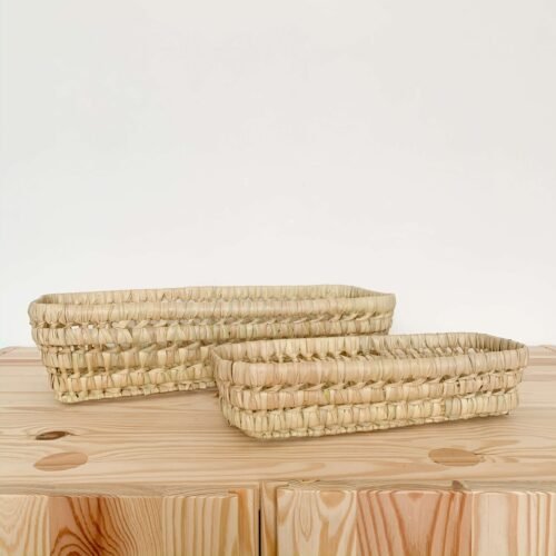 Panière Rectangulaire en Feuilles de Palmier | 2 Tailles