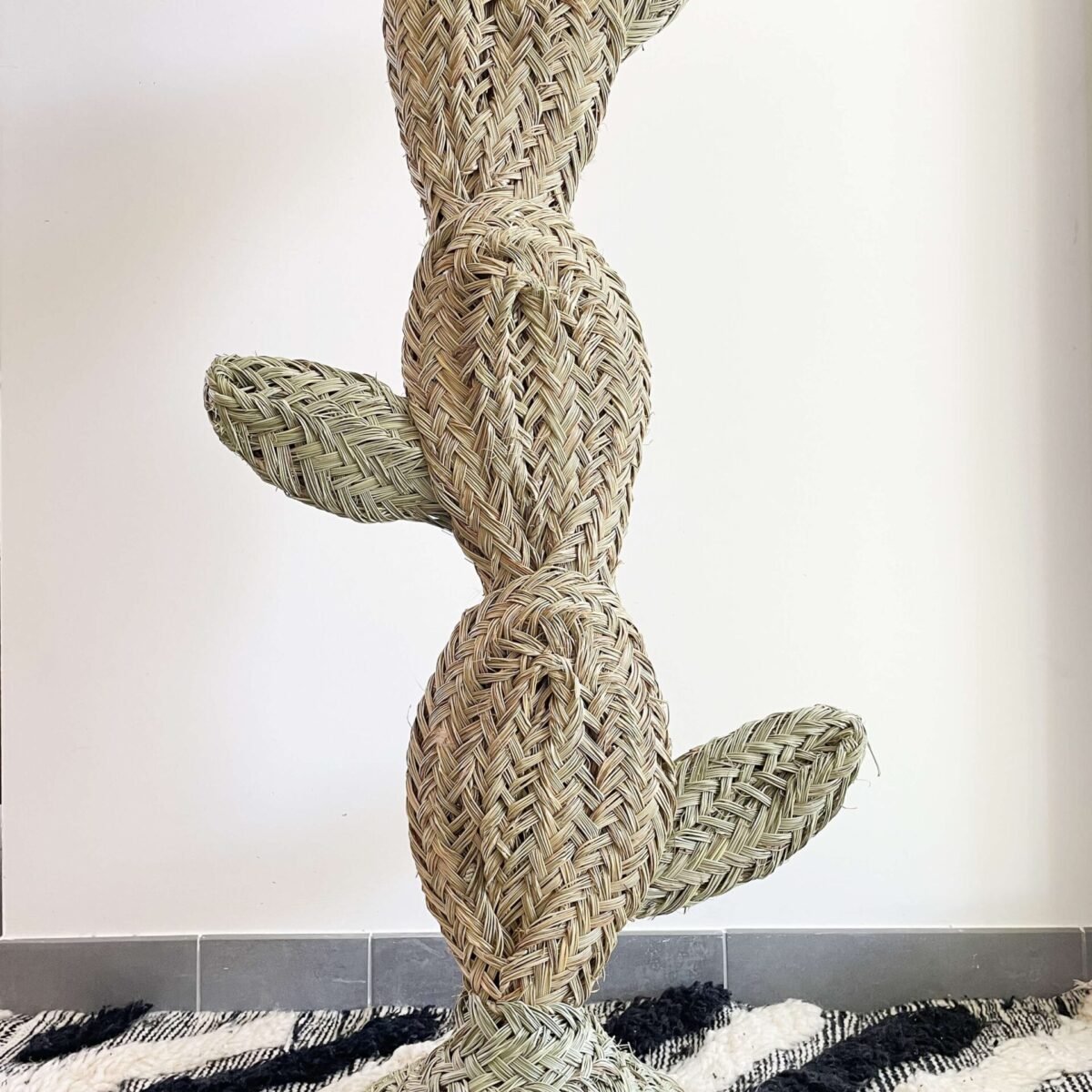 Cactus Décoratif en Osier de Barbarie | 95x45x20 cm