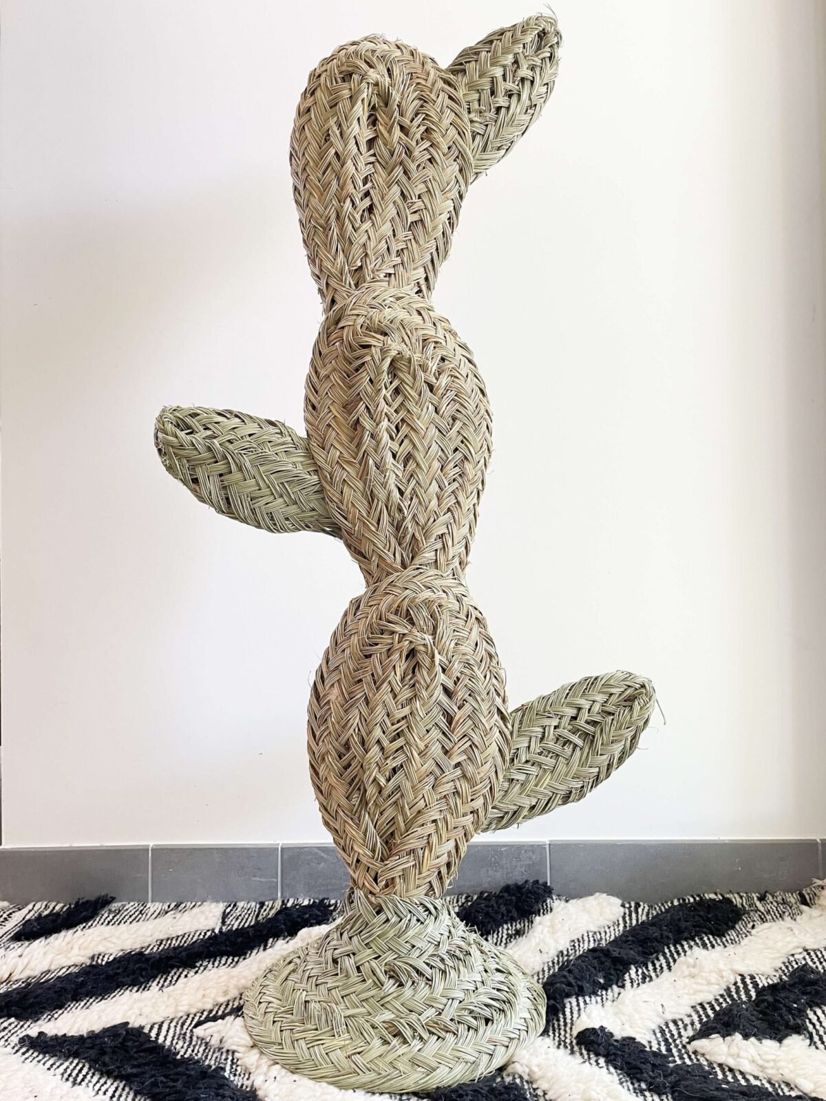Cactus Décoratif en Osier de Barbarie | 95x45x20 cm