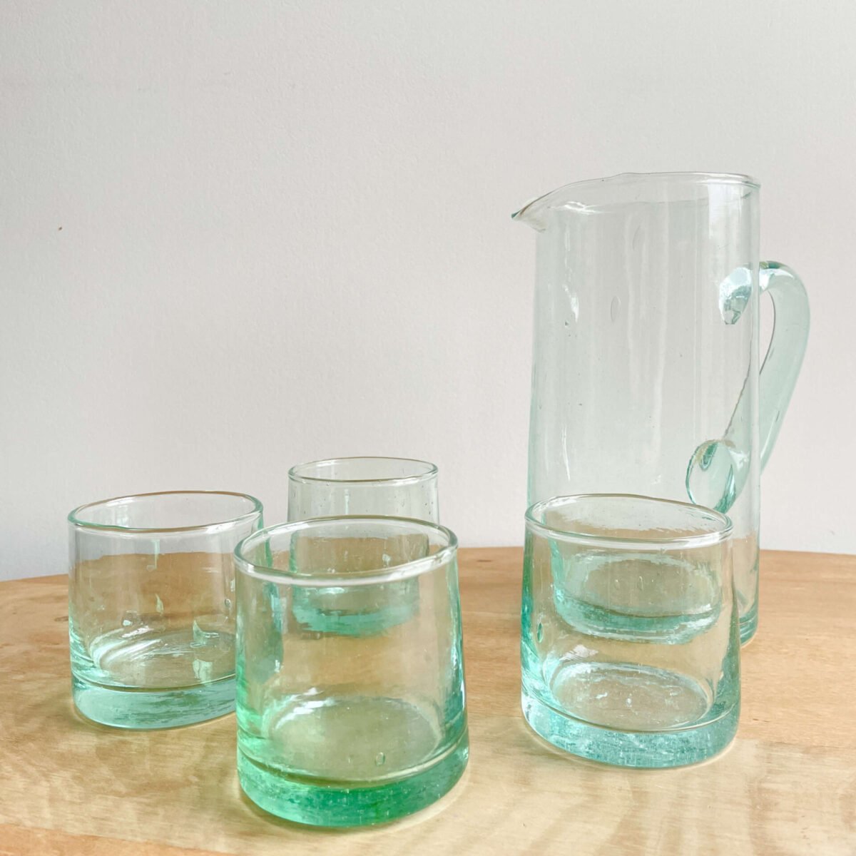 Carafe et Verres Transparents Soufflés | 1L Carafe, 4 Verres