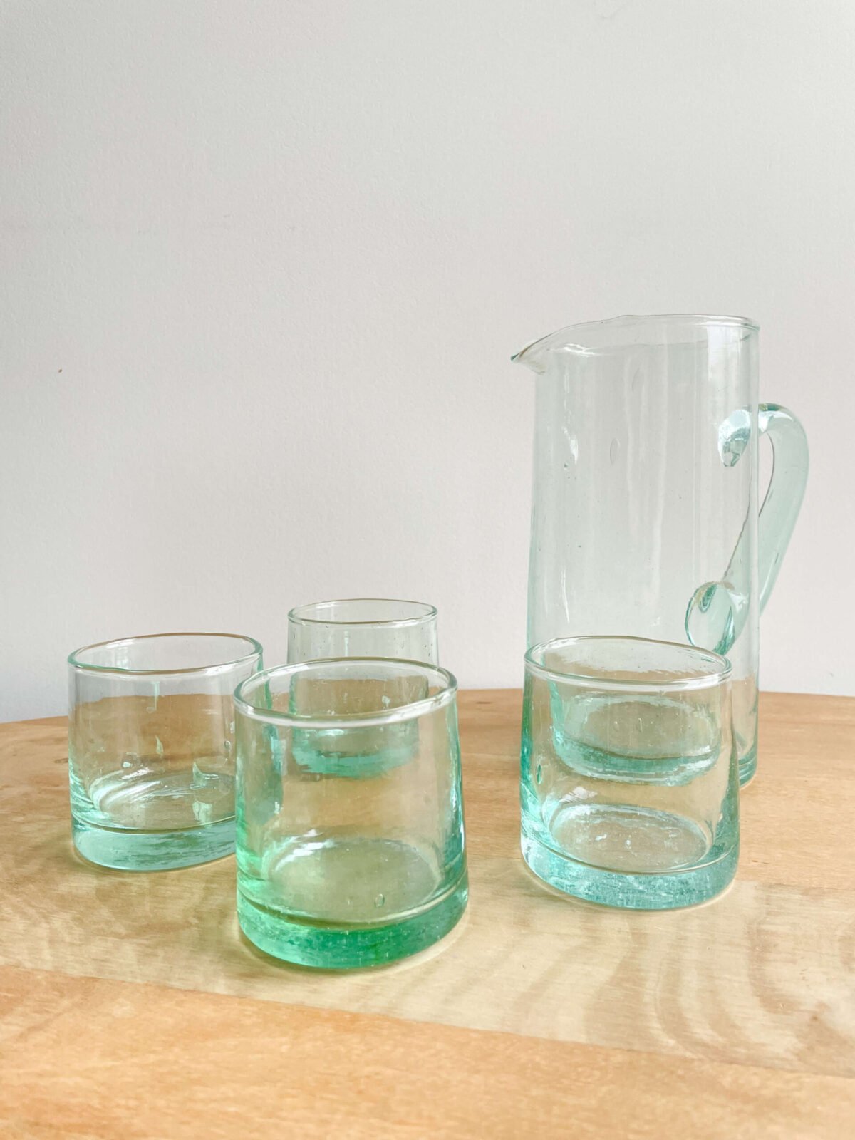 Carafe et Verres Transparents Soufflés | 1L Carafe, 4 Verres