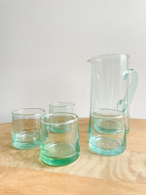 Carafe et Verres Transparents Soufflés | 1L Carafe, 4 Verres