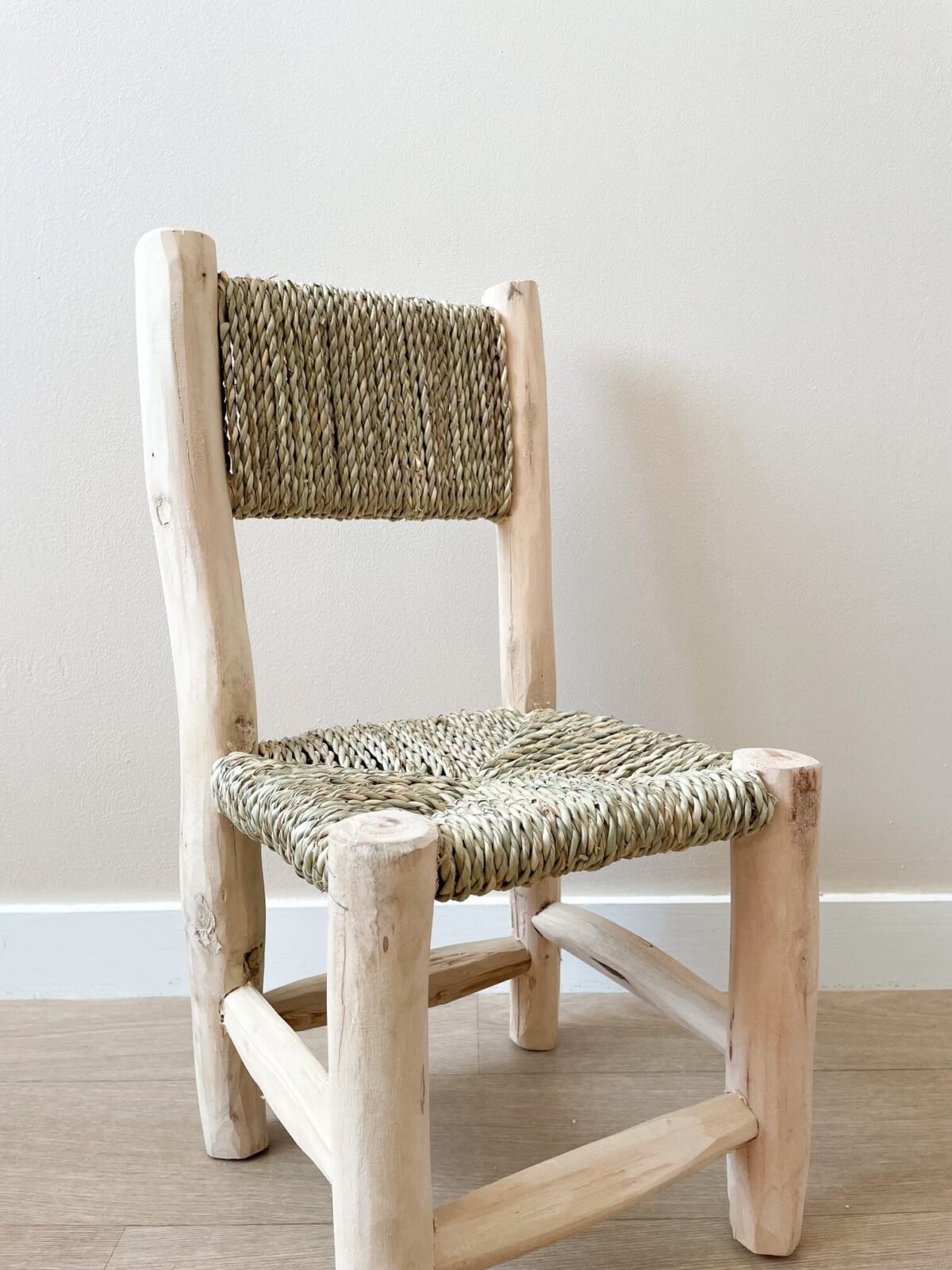 Chaise Enfant Bois et Paille Tressée | Style Beldi